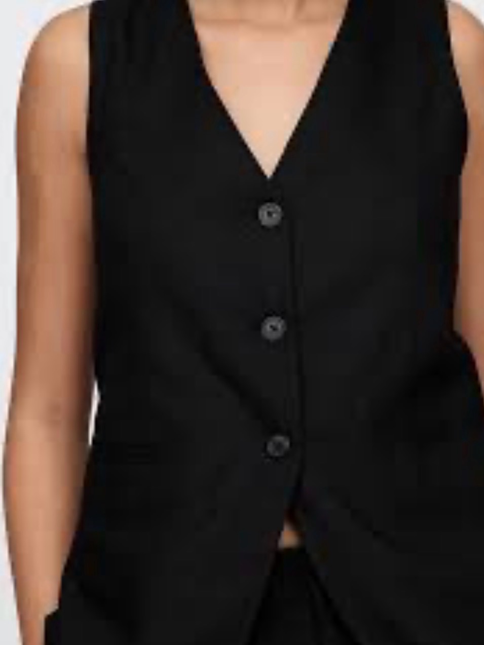 Gap Black Sleeveless Vest Top Linen-Blend Longline Vest Size Medium